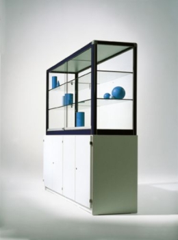 Glasvitrine 100cm mit Schrank Türen SG, Rückw. u.Seiten Plexi