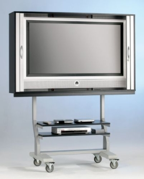 TV-Wagen für Flat-Screens, 2 FB, 190x114x65cm, 9006/Schwarz