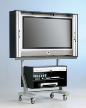 TV-Wagen für Flat-Screens, US, 1 FB, 190x154x65cm, 9006/Schwarz