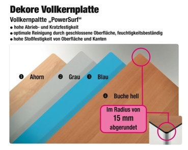 W860-T16FV2 | kurvIQ:160 1/8 Kreistisch - fahrbar, Höhe 64 cm Vollkernplatte