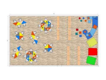 Pythagoras Dreiecktisch, Melamin Schub + Führung, 120x85x85cm