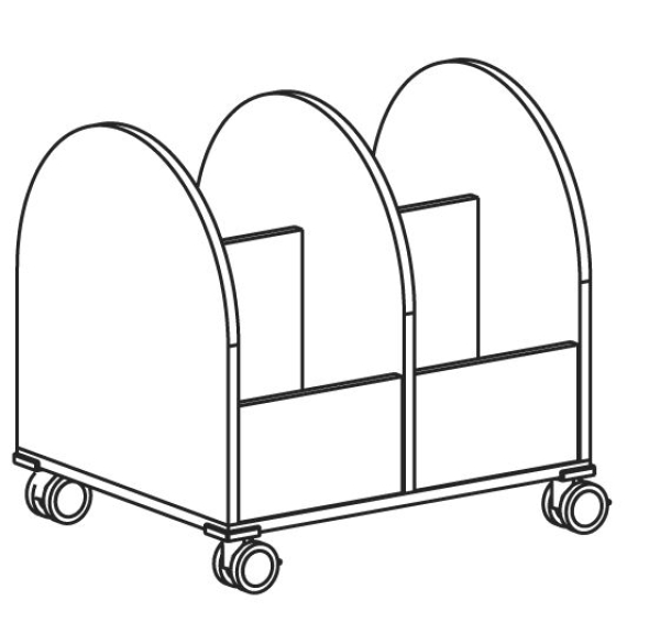 Bücherwagen, 2-reihig   BxHxT 66,1 x 66,4 x 55 cm