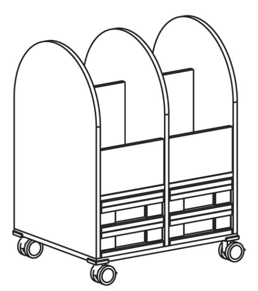 Bücherwagen, 2-reihig   BxHxT 66,1 x 91 x 55 cm