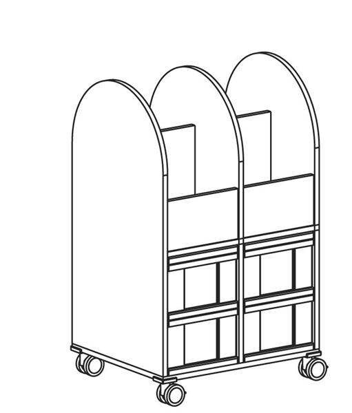 Bücherwagen, 2-reihig   BxHxT 66,1 x 111 x 55 cm