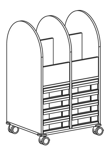 Bücherwagen, 2-reihig   BxHxT 66,1 x 111 x 55 cm