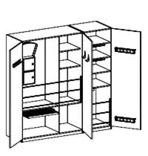 Sportgeräteschrank mit 3 Türen